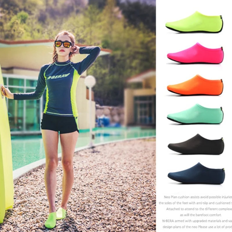 Snorkeling Gear - ถุงเท้าชายหาดอเนกประสงค์สำหรับกิจกรรมกลางแจ้ง ถุงเท้ากันลื่นสำหรับว่ายน้ำ ดำน้ำตื้น - อุปกรณ์ชายหาด