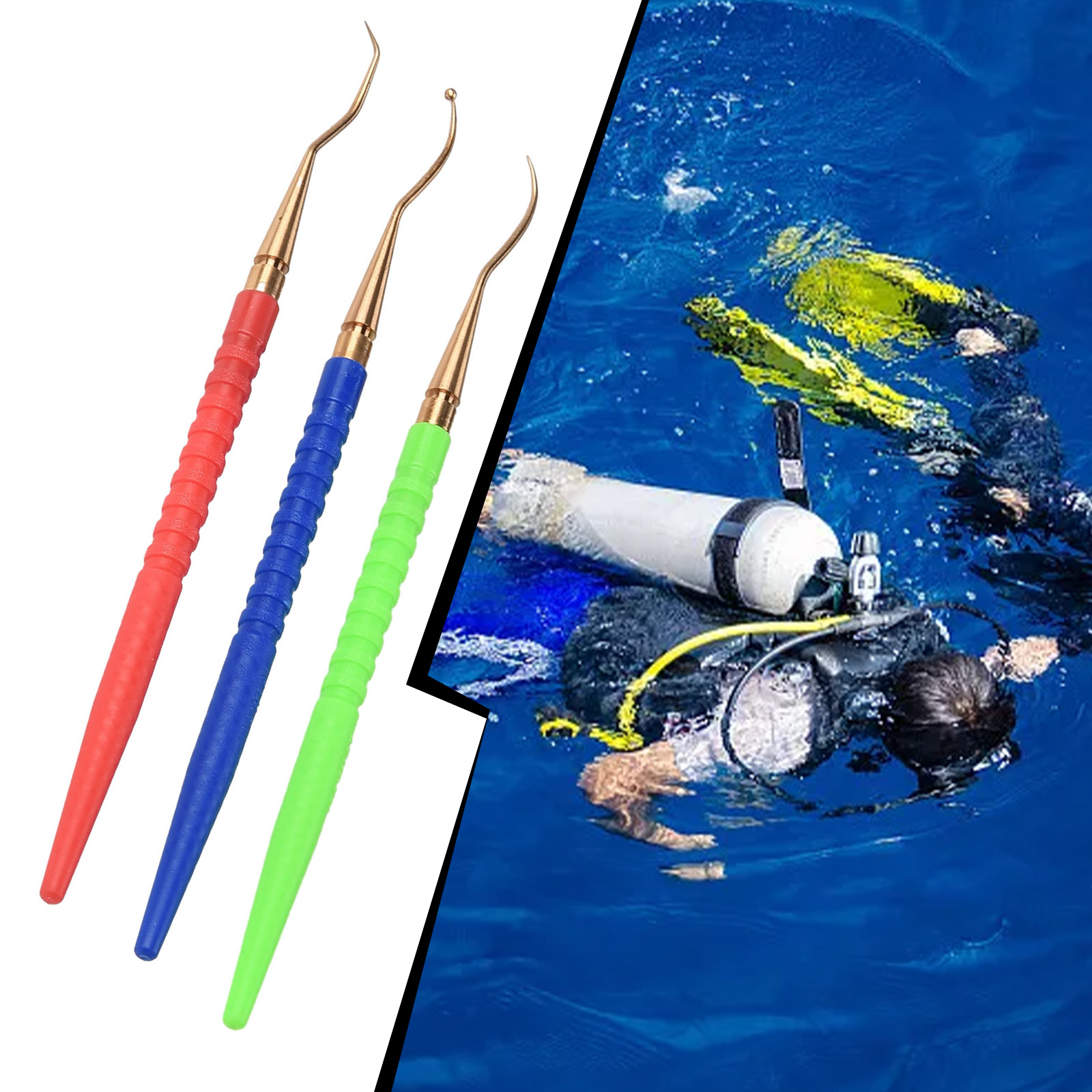 Snorkel Set - ชุดเครื่องมือซ่อมแซมเรกกูเลเตอร์ดำน้ำแบบสกูบา 3 ชิ้น พร้อมตะขอเกี่ยวสำหรับถอดโอริงทองเหลือง สำหรับดำน้ำตื้น ดำน้ำลึก