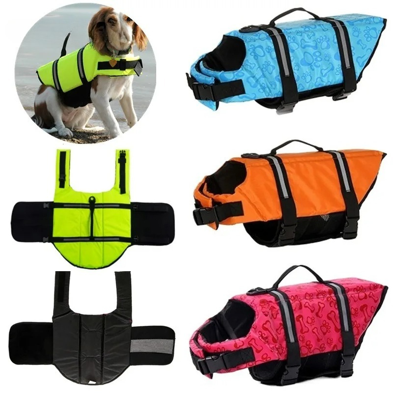 Life Jacket - ฤดูร้อนเสื้อชูชีพสุนัขสะท้อนแสงปรับสุนัขขนาดใหญ่ชุดว่ายน้ําเสื้อกั๊กความปลอดภัยท่องเรือใบ Enhanced Buoyancy Pet Lifejackets