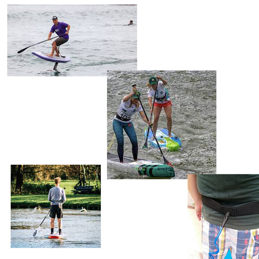 Surfboard Leash - สายจูงแบบขดปรับได้สำหรับกระดานโต้คลื่น SUP สายรัดเอวสำหรับกระดานพายแบบยืน